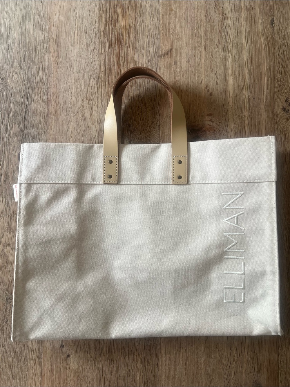 Douglas Elliman Hampton Classic 2026 XL Canvas Tote Bag w/ Tan Leather Handles